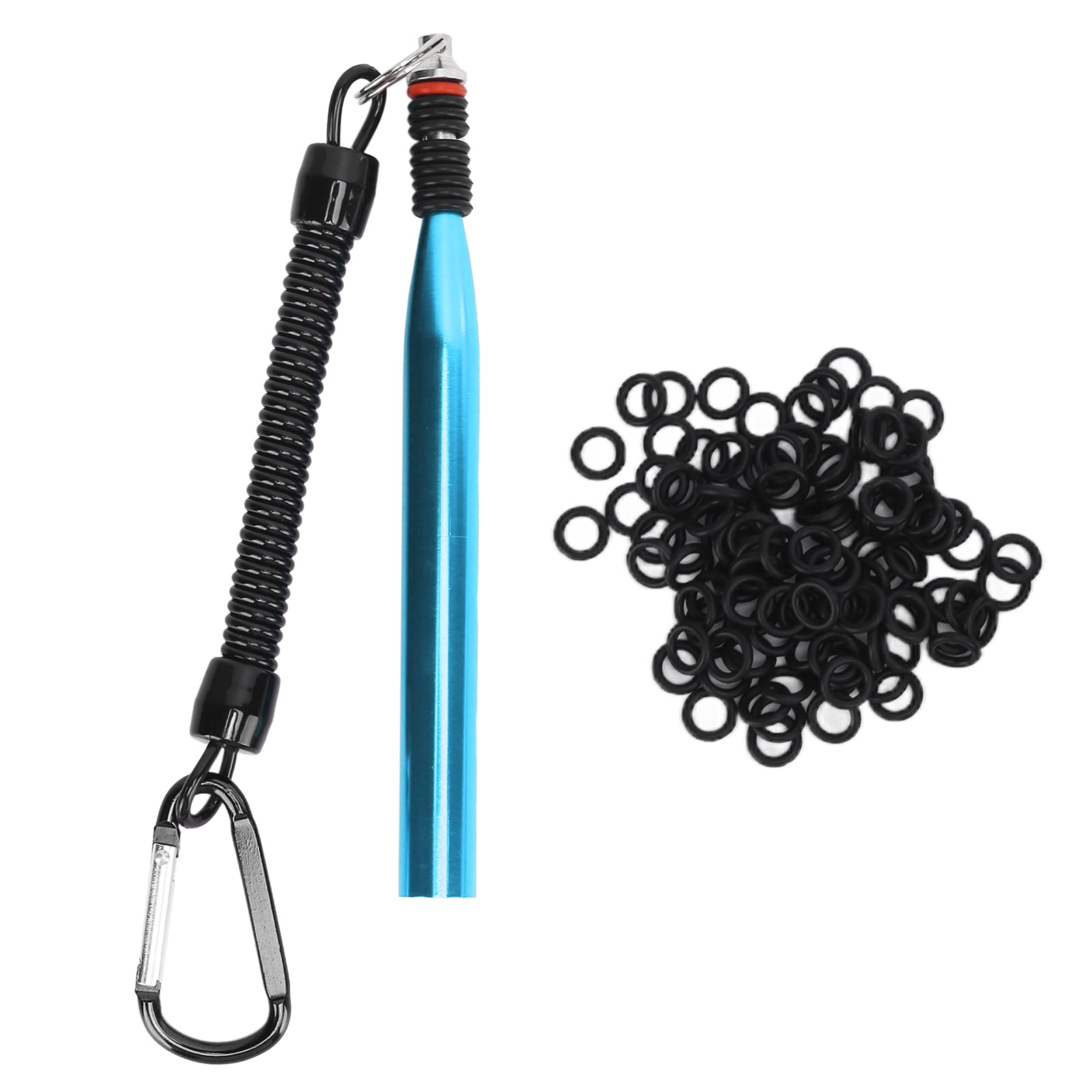 Hosie Wacky Worm Kit, Wacky Worm Rig Tool Aleación de Aluminio y Caucho No Se Desvanecen 100 Juntas Tóricas para Cebos Blandos