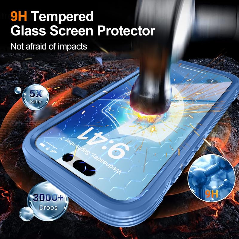 Image of LuxuryKase Shockproof Front & Back Cover for iPhone Air with Full Body Protection | Strong Grip | Camera & Screen Guard | Wireless Charging Support | Durable TPU+PC Design - Blue