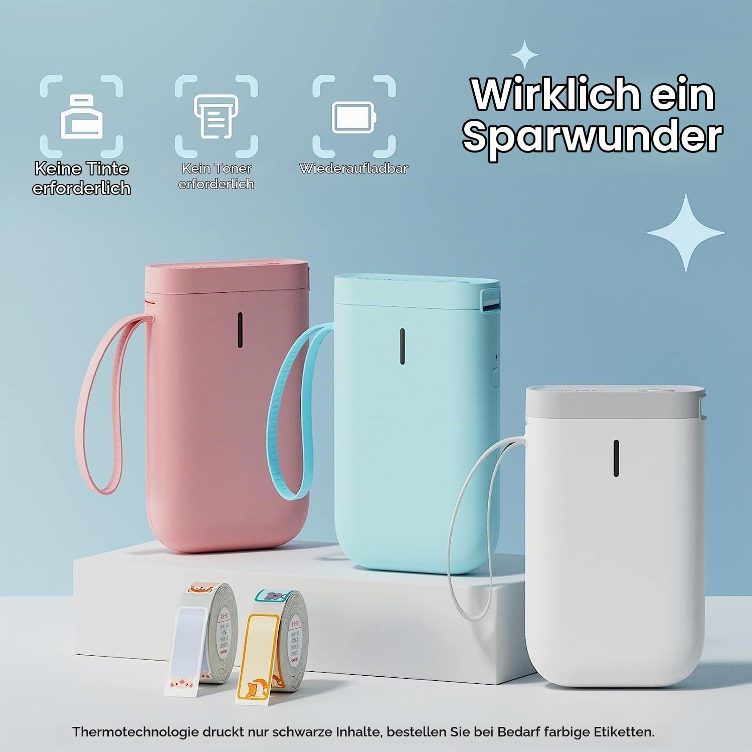 NIIMBOT D11 Monochrom Etikettiermaschine drahtloses Verbindungs-Etikettendruckerband im Lieferumfang enthalten mehrere Vorlagen erhältlich für Büro, Zuhause, Organisation (Schwarz)