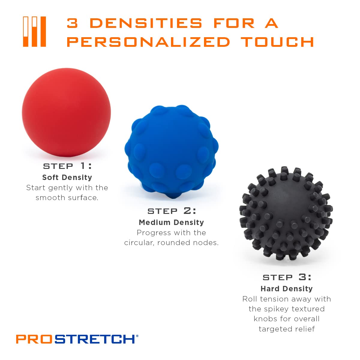 ProStretch Addaday Trio Trigger Point bolas de auto-masaje para liberación miofascial, fascitis plantar y terapia de tejido profundo de cuerpo entero