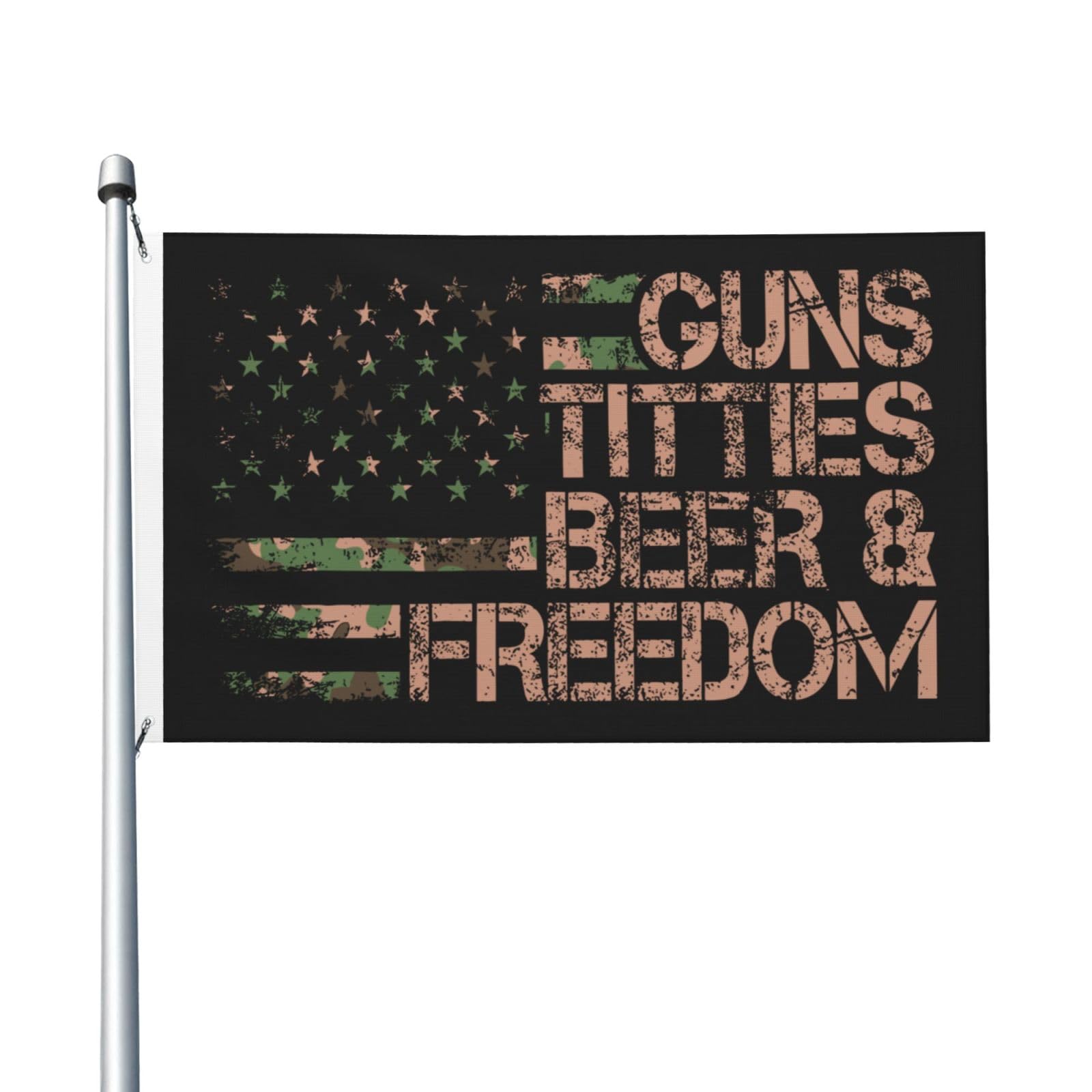 Guns Titties Beer & Freedom Beer & Freedom Beer & Liberty Flags for Bedroom 3.8 x 60.1 Inch Indoor Outdoor Decor Gift for Men โ image 1