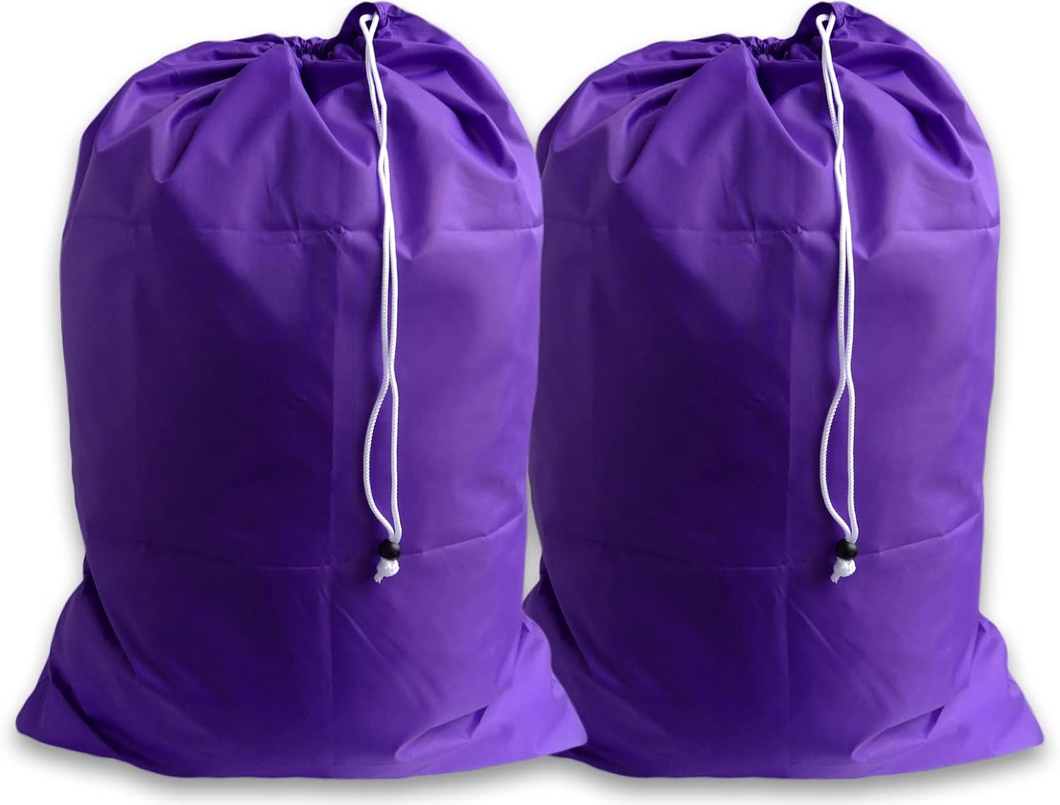 (2 Pack) Large Purple Laundry Bags, Drawstrings and Locking Closures