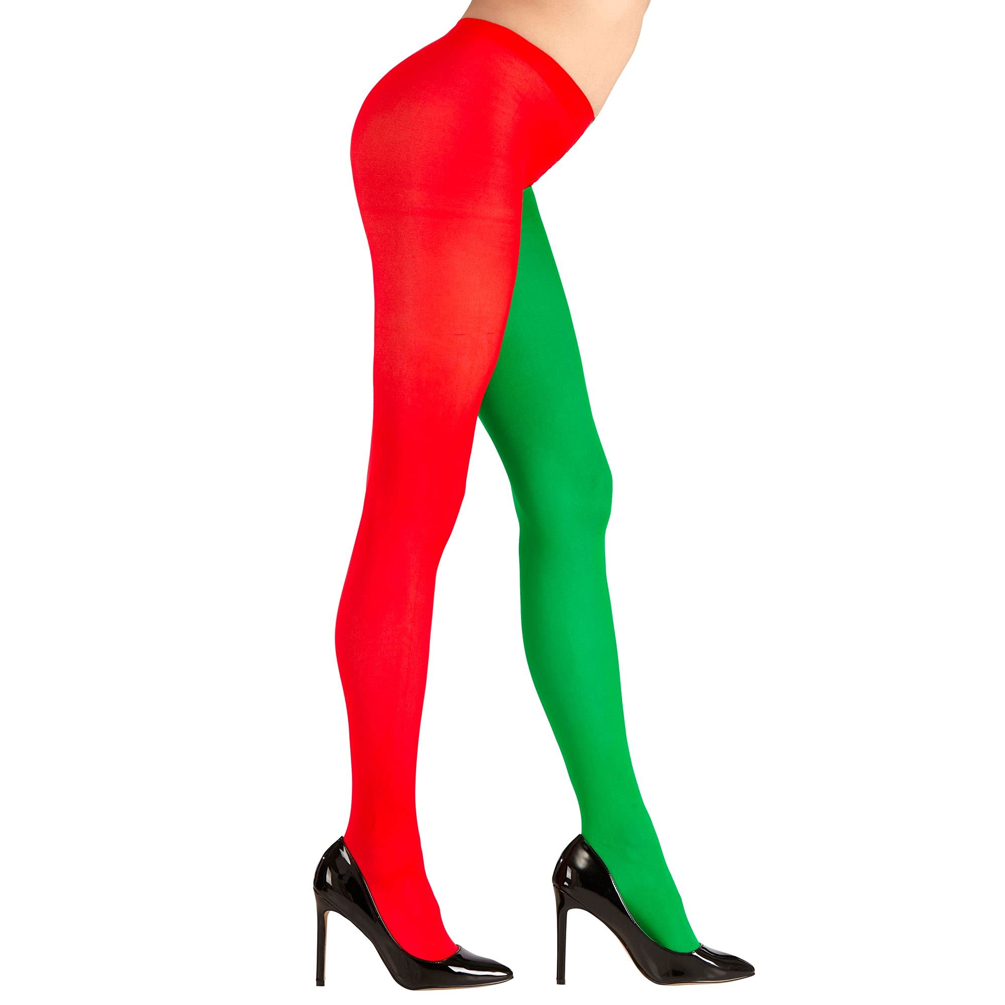 W WIDMANN MILANO Party Fashion - Two-tone Tights for Women Elf, Joker, Jester, Pixie, Halloween, Carnival, Theme Parties, 40 DEN - Image 3