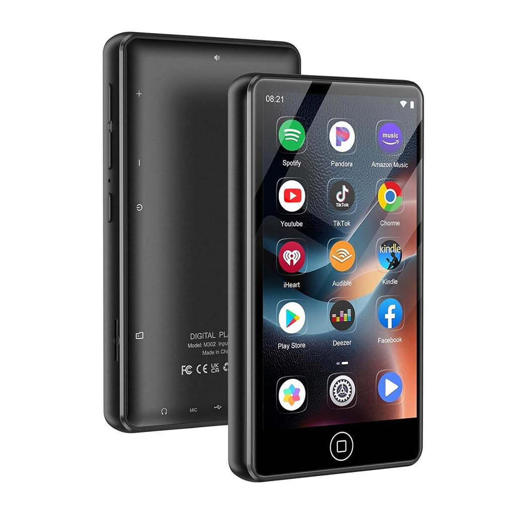 M302 Android MP3 Music Player with Bluetooth & WiFi, 4.02” Touchscreen, Preloaded with Spotify, HiBy Music, VLC& More, HiFi Sound, 16GB Expandable to 512GB (Black) (Black 16GB)