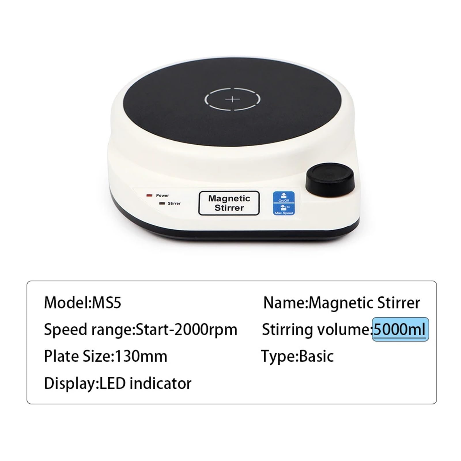 Homogenizator, Mini mieszadło magnetyczne laboratoryjne z mieszadłem magnetycznym 3000 ml 5000 do cieczy przenośna płyta mieszająca(MS5 (5000ml))