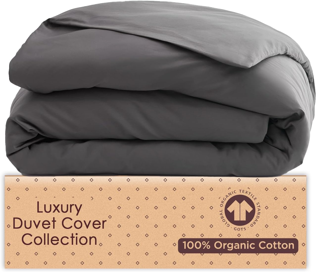- Organic Cotton Duvet Cover King/Cal King – Smoke Grey – GOTS Certified – Soft & Smooth Sateen Weave – Secure Fit with Corner Ties & Envelope Closure – Premium Bedding – Machine Washable – Tissaj