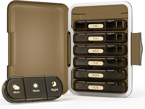 Miniatura 11 de Organizador semanal de píldoras 4 veces al día, caja de píldoras de 7 días 4X, estuche de píldoras portátil para viajes