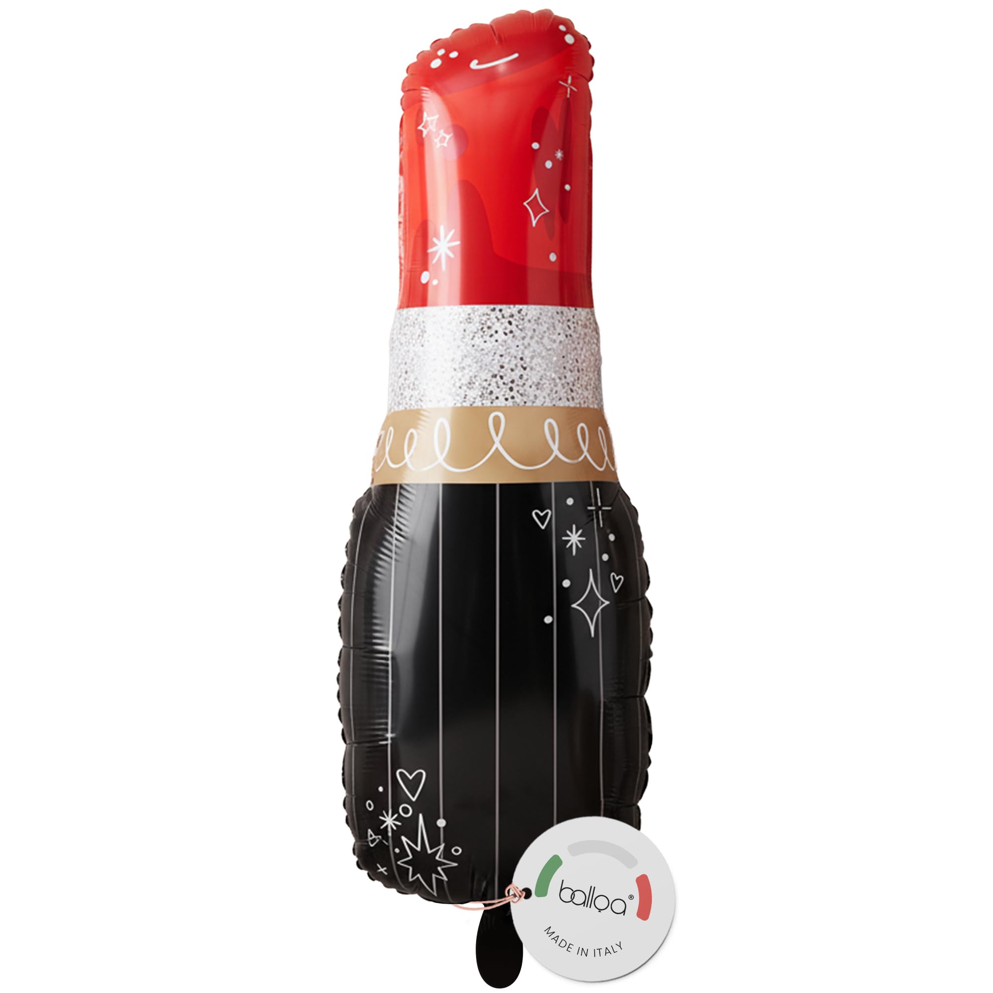 balloa Foil Balloon XXL Lipstick, Helium Balloon Beauty Party Decoration, Balloon Birthday Women, Gift Idea Hen Party, Makeup Party Decoration, Black, Gold, Red, Pink, Glamour Balloon, 71 cm