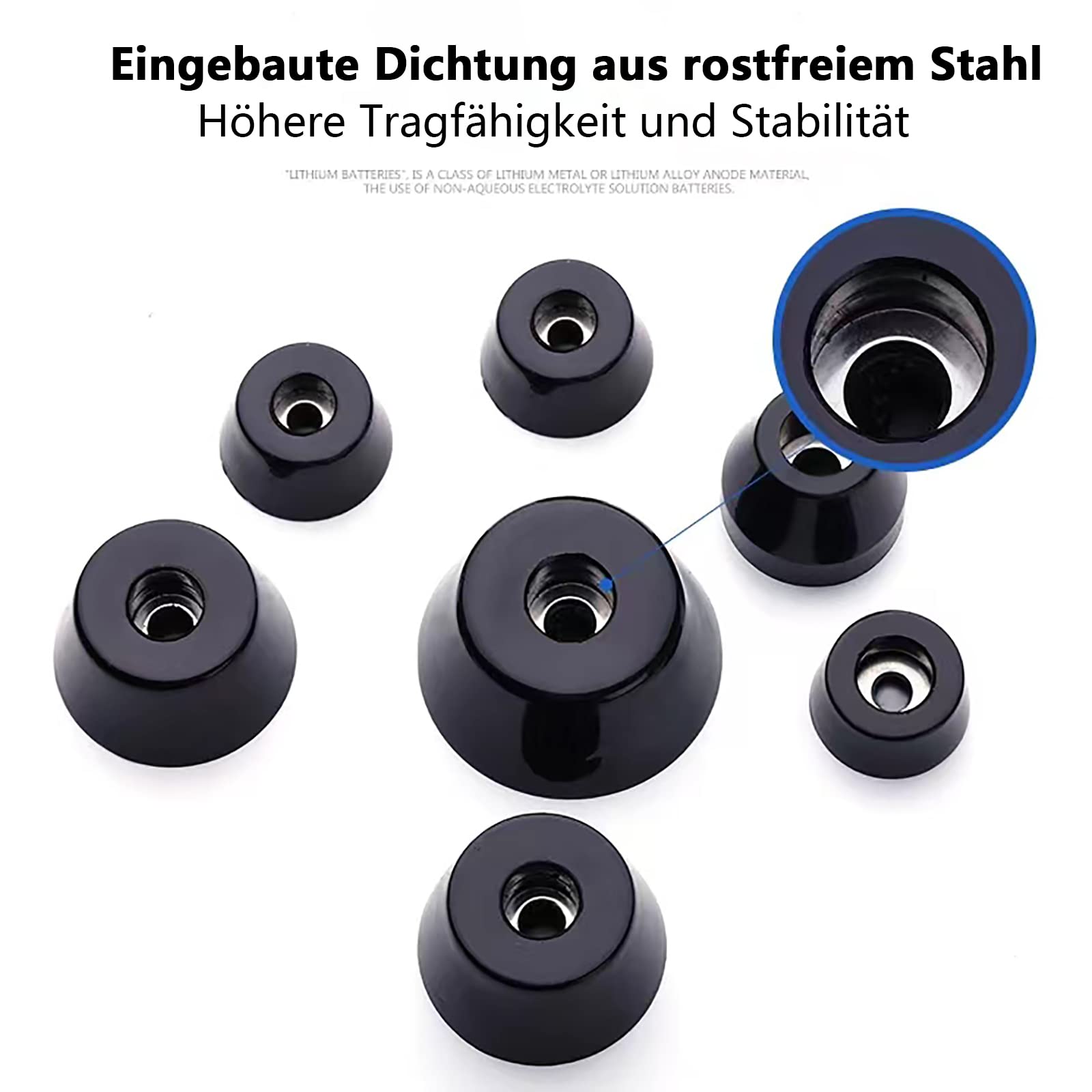 WUDQIJI Screws Rubber Feet Pack of 20 Rubber Feet for Chopping Boards Small Rubber Feet Black Round Black Rubber Feet with Built-in and Stainless Steel Disc Screws (20 x 15 x 8 mm) - Image 3
