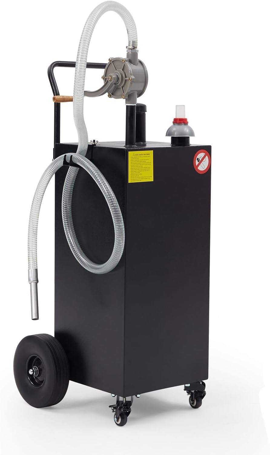 40 Gallon Fuel Caddy, Gas Storage Tank on 4 Wheels, Portable Gas Caddy with Manual Transfer Pump, Gasoline Diesel Fuel Container for Cars, Lawn Mowers, ATVs, Boats, Motorcycle (Black)