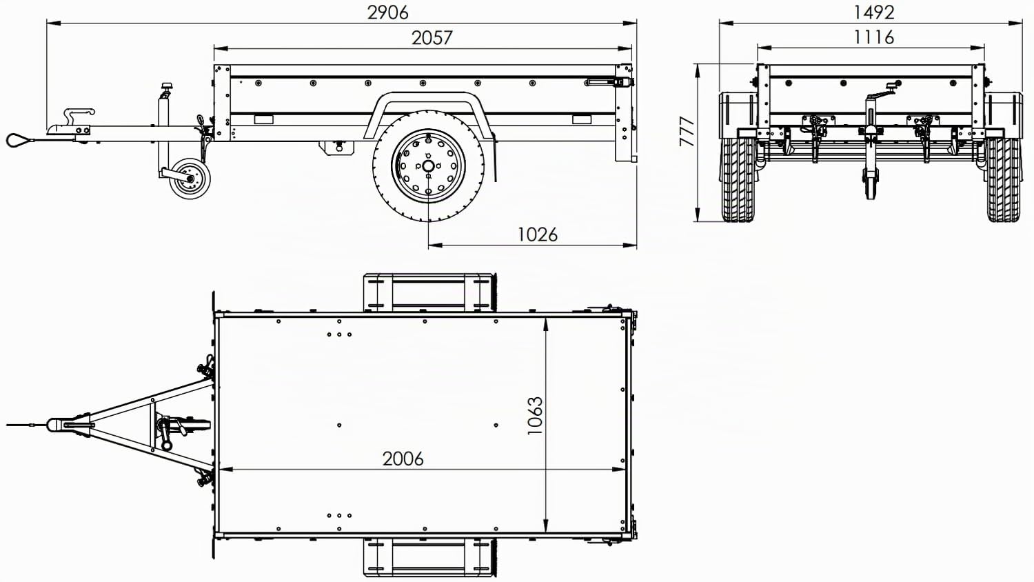 UNITRAILER Pkw Anhänger Garden Trailer 200 Kipp, 750kg, Laubgitter
