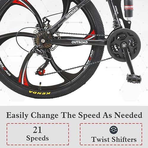 Miniatura 5 de Bicicleta de montaña plegable de 26 ich, bicicleta de montaña de acero de alto carbono de 21 velocidades para adultos con neumáticos duraderos de 26