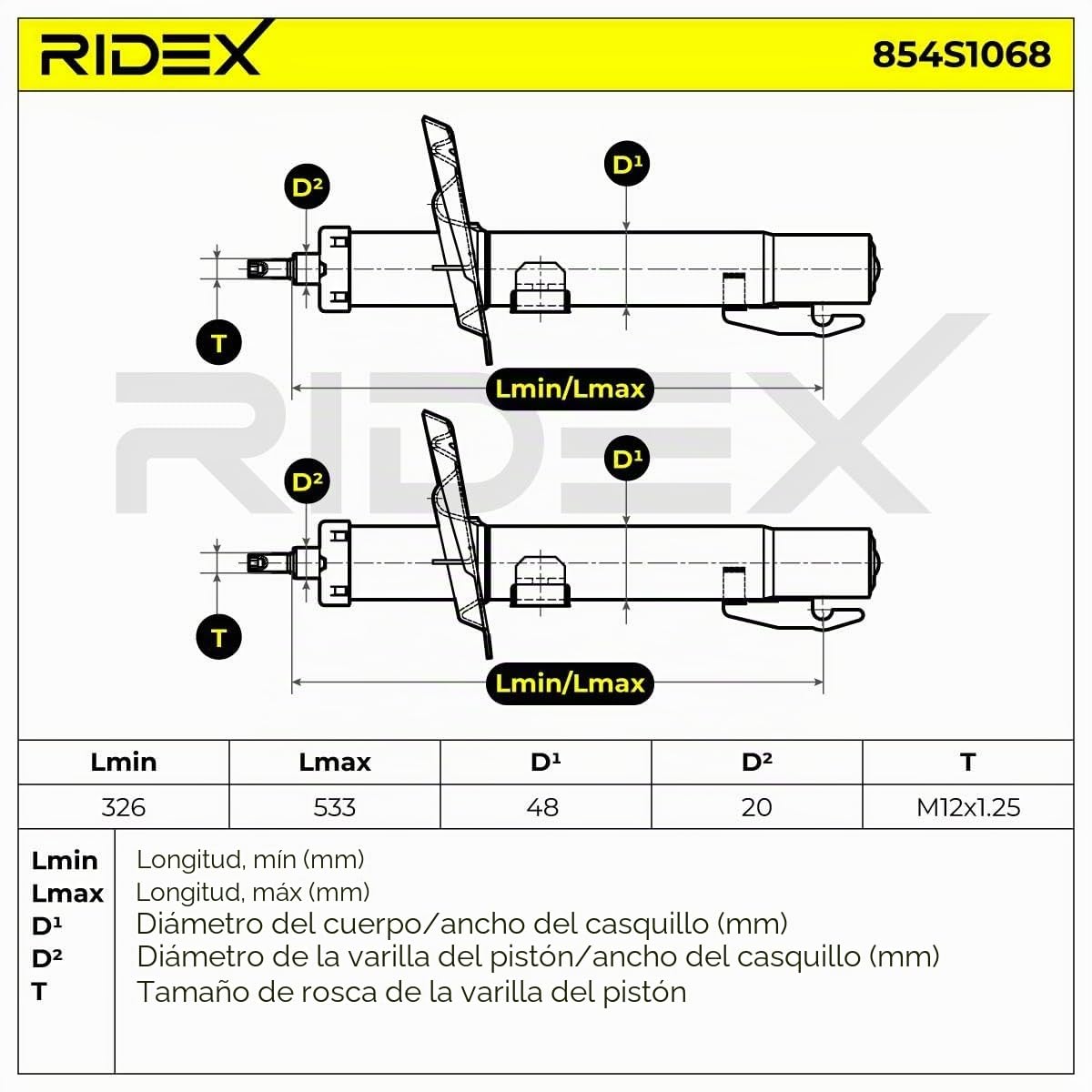 RIDEX 854S1068 2x Amortiguador Delantero Compatible con RENAULT Scénic 2 JM0/1