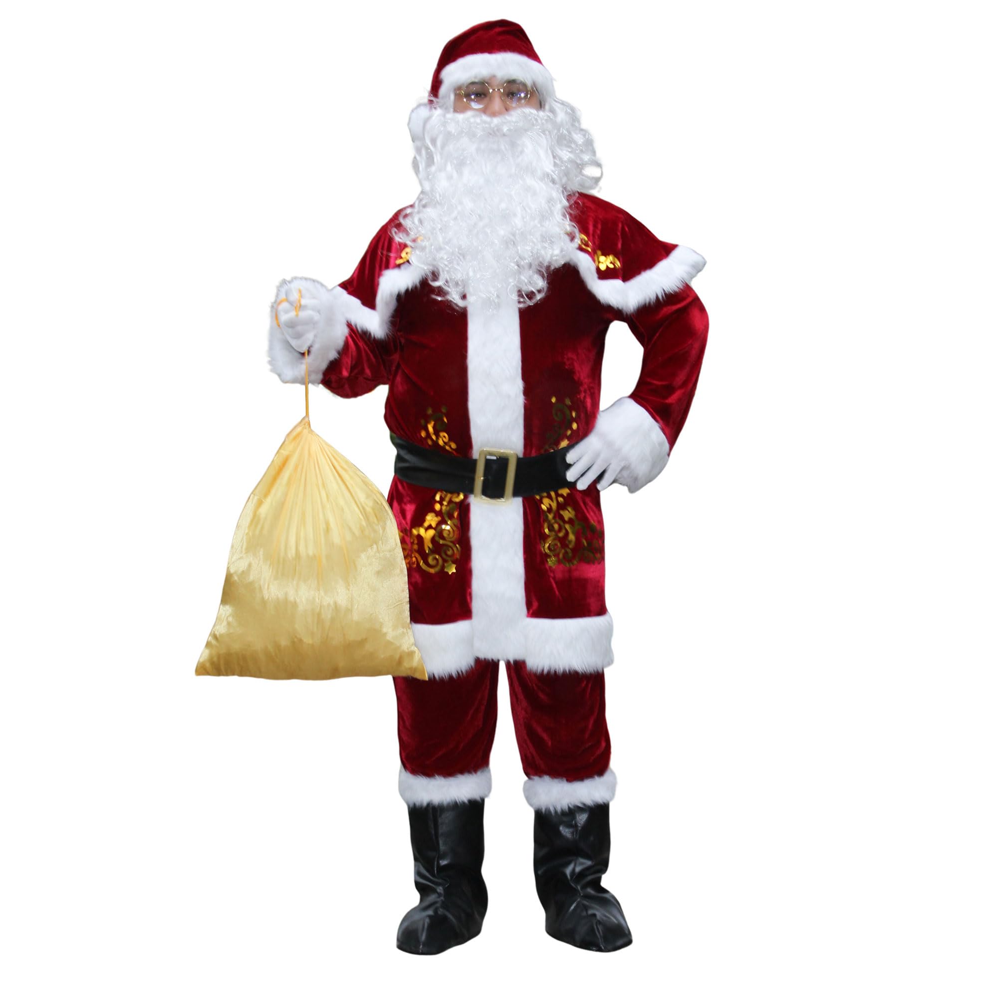 SELORE Costume de Père Noël pour Hommes Complet de Déguisement Vêtement de Père Noël Adulte Cospaly(L)