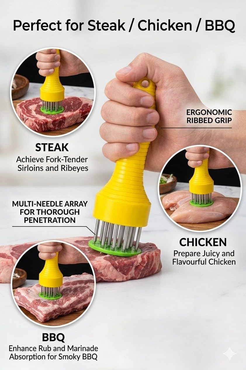 GRILL BUMP Meat Injector Syringe - 3 Marinade Injector Needles for BBQ Grill, Portable Turkey Injector kit for Smoker,Marinades Injector for Meats with 1oz Large Capacity 1 Brush Easy to Use & Clean 4