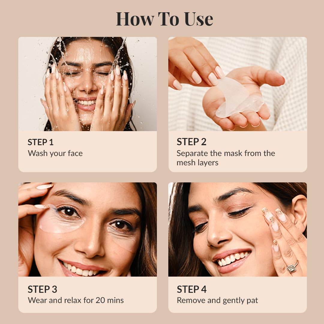 LuxaDerme Korean Under Eye Bio-Cellulose Mask for Dark Circles & Puffiness | Cooling Eye Patches with Niacinamide & Sea Buckthorn | Brightens, Depuffs & Smoothens Fine Lines | Vegan Skincare for Men & Women | Pack of 2 2