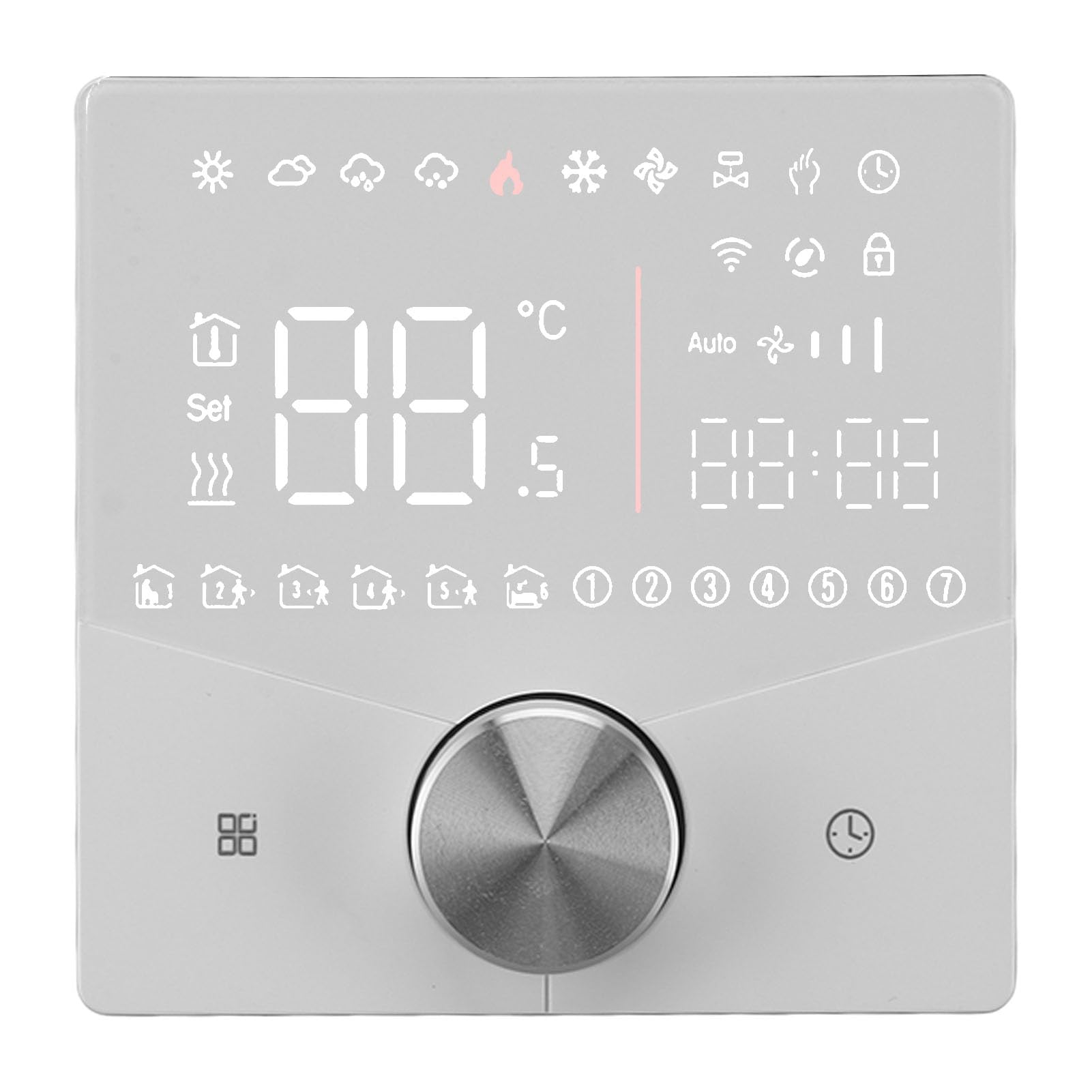 Cryfokt Digitaler Thermostat LCD Präzise Steuerung Intelligenter Temperaturregler für die Fußbodenheizung zu Hause, ABS-Material, 5-70 ℃ Raumtemperaturbereich (WHITE)