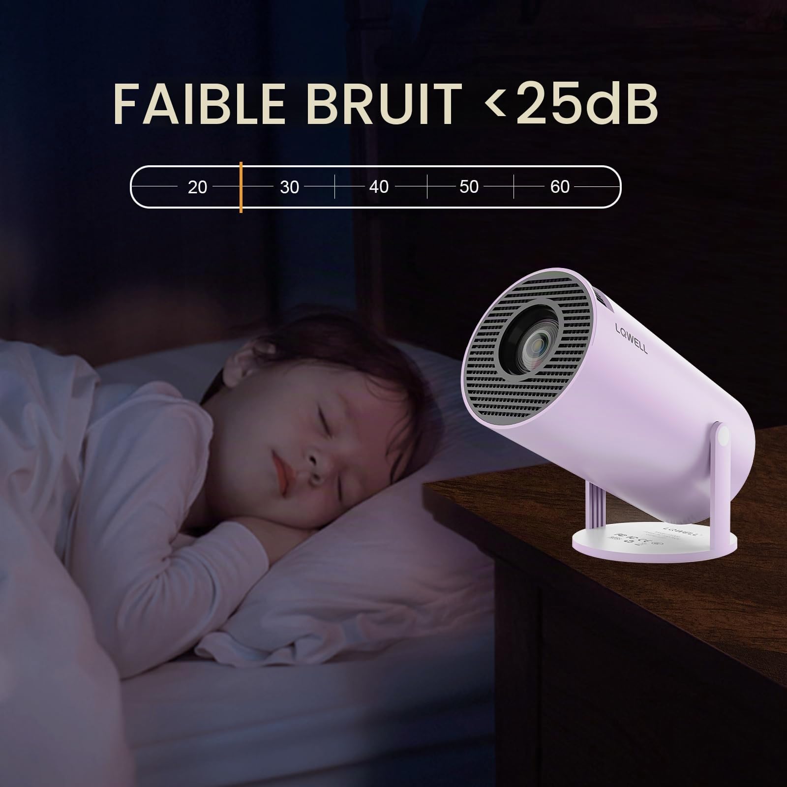 LQWELL® Projecteur, Mini Projecteur, Prend en Charge WiFi 5G Et BT5.0, Keystone Automatique, 220 DegrÉS pour TÉLÉPhone/PC/Ordinateur Portable, Violet (Pas De SystÈMe D'exploitation Android)