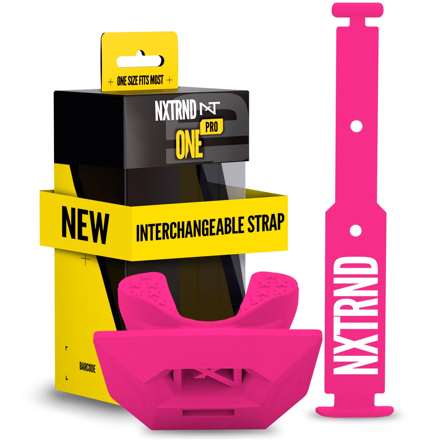 Nxtrnd One Pro Football Mouth Guard, Interchangeable Strap, Fits Adult & Youth (Pink)