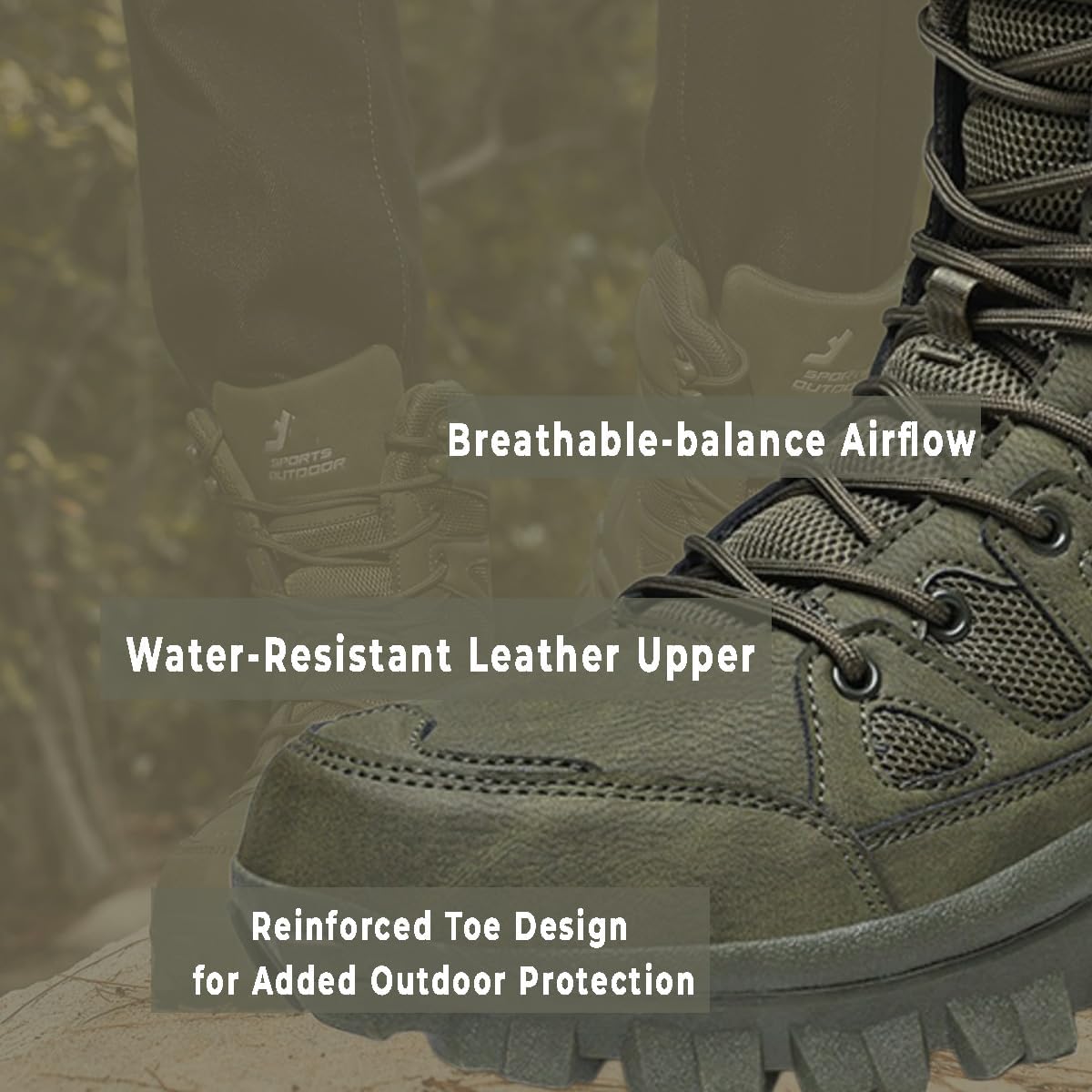 Men's Lightweight Tactical Combat Boots with Side Zipper & Slip-Resistant Sole