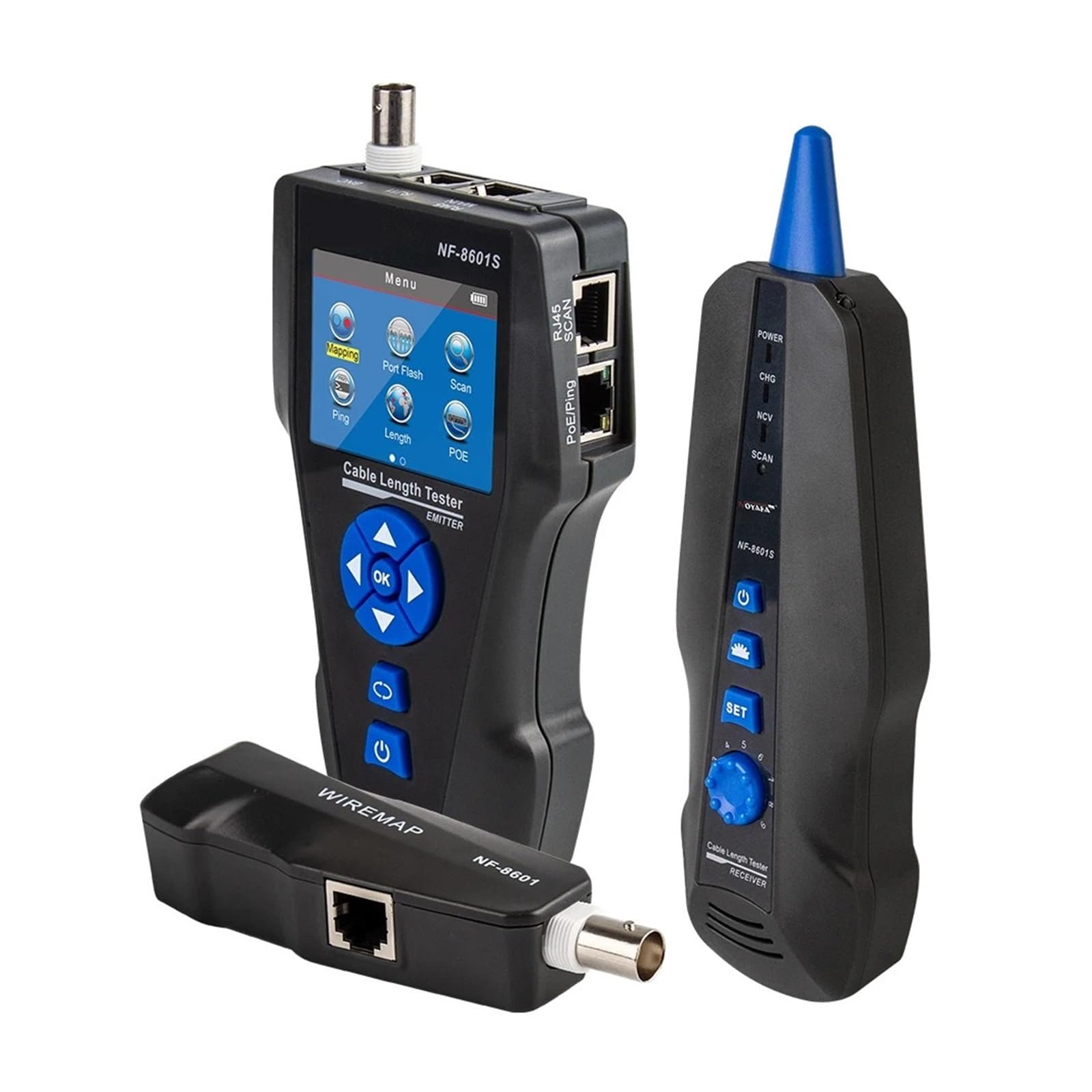 Testery sieci i kabli NF-8601S Tester Kabli Sieciowych Wielofunkcyjny Długość TDR Z PoE/PING/napięcie Portu Narzędzie Diagnostyczne Tracker Wiremap