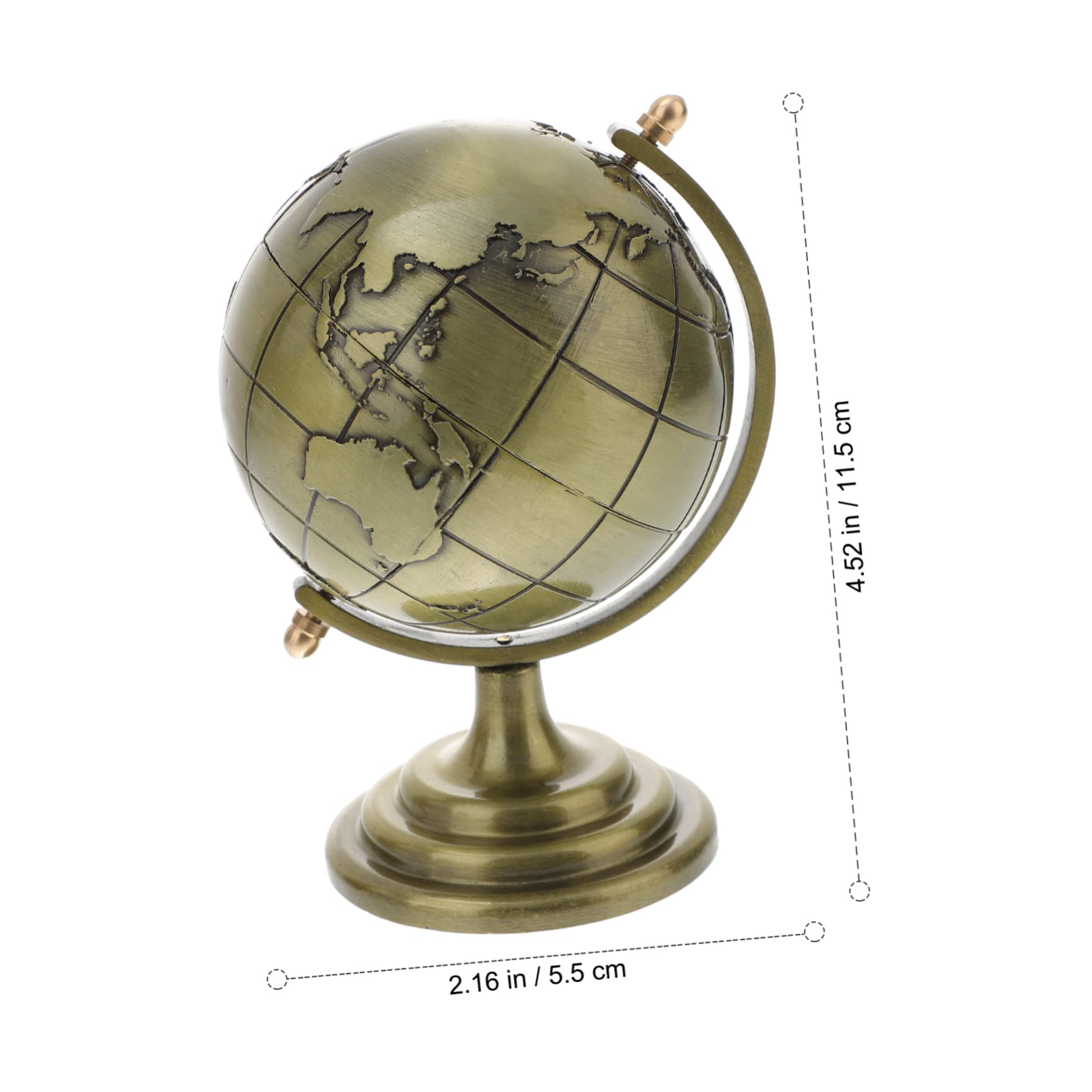 ORFOFE Retro Desk Gadgets Iron Rotation Globe Quality Desktop Decor Vintage Globe Ornament