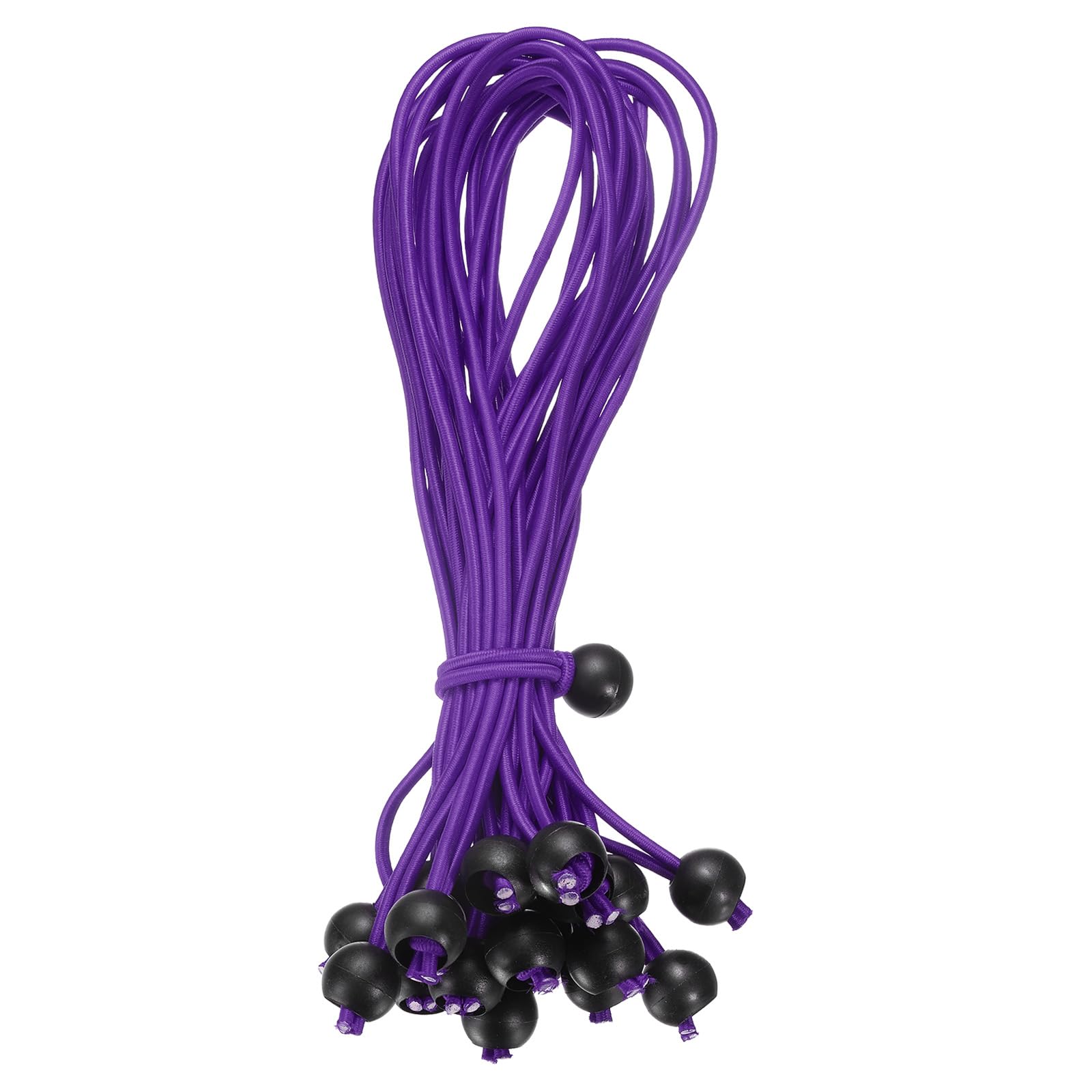sourcing map 12" Balls Bungee Cords, 30 Pcs Bungee Cords with Balls Elastic Tarp Tie Downs for Tents, Camping, Tarp, Posters, Expander Loops, Tarpaulin Holders, Tarpaulin Rubber (Purple/Black) โ image 1