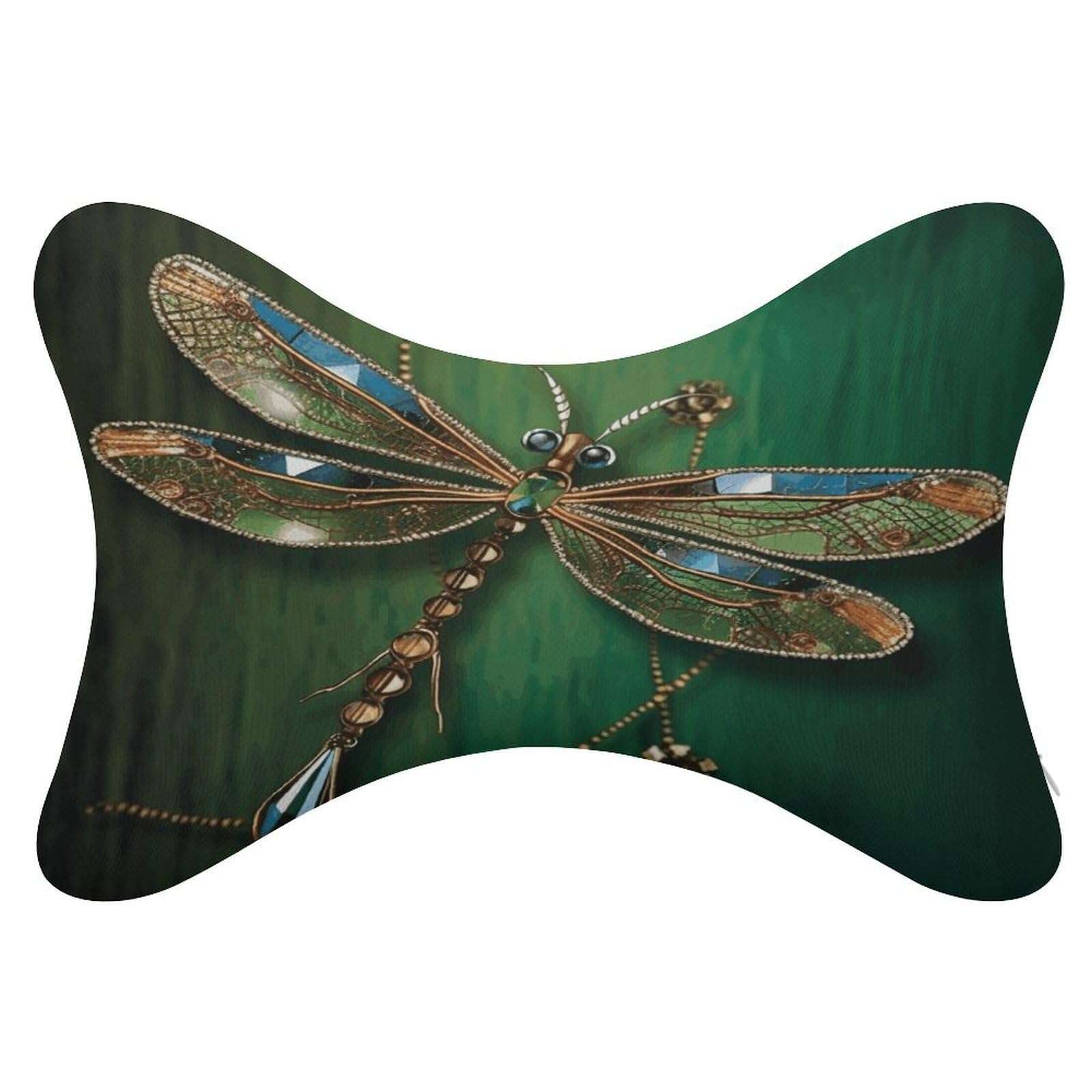 VstaDank Jewel Dragonfly Car Neck Pillows, Set of 2 Ergonomic Removable Bone Shaped Pillows, Soft Car Headrest Pillows for Office, Airplane