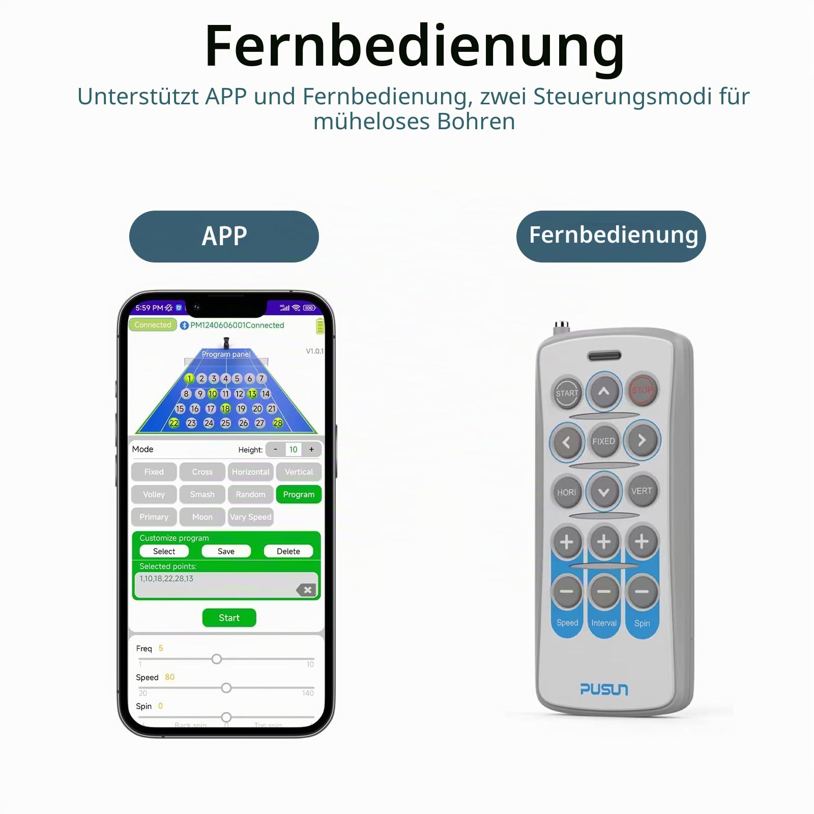 PT-MAX C Tennisballmaschine - Automatischer Aufschlag mit einstellbarer Geschwindigkeit und Winkel - Langlebiger Aufbau - Hohe Kapazität - Ferngesteuert - Premium Trainingsgerät für Spieler aller