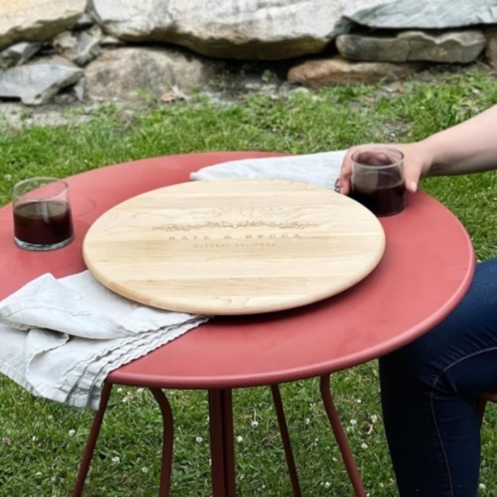 Duży gramofon Lazy Susan z litego drewna - 81 cm obrotowa taca do serwowania do kuchni, łatwa do czyszczenia okrągła płyta na blat, idealna do rozrywki i jadalni (kolor: C)