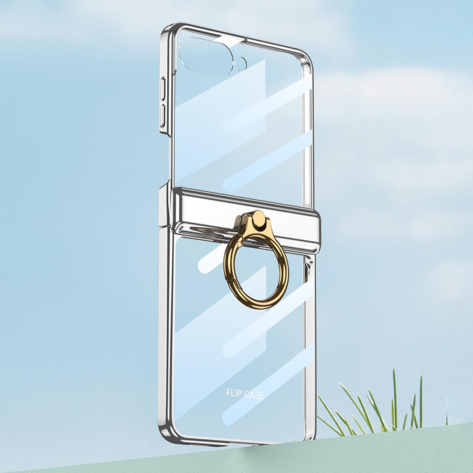 Sottile Custodia per Samsung Galaxy Z Flip 8, Lusso Placcatura Trasparente