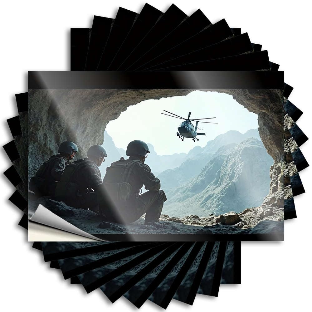 Teens Stuff Bumper Quote | Soldiers Watch Helicopter Flying Over Mountains Big Durable Vinyl Sticker Easy Apply for Mom(6X9CM)