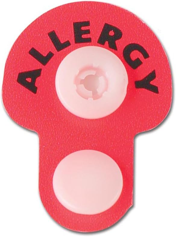 8620A-16-PDO Plastic Alert Bands Clasp, Allergy" Pre-Printed, State Standardization X, Adult/Pediatric, Red, Pack of 240
