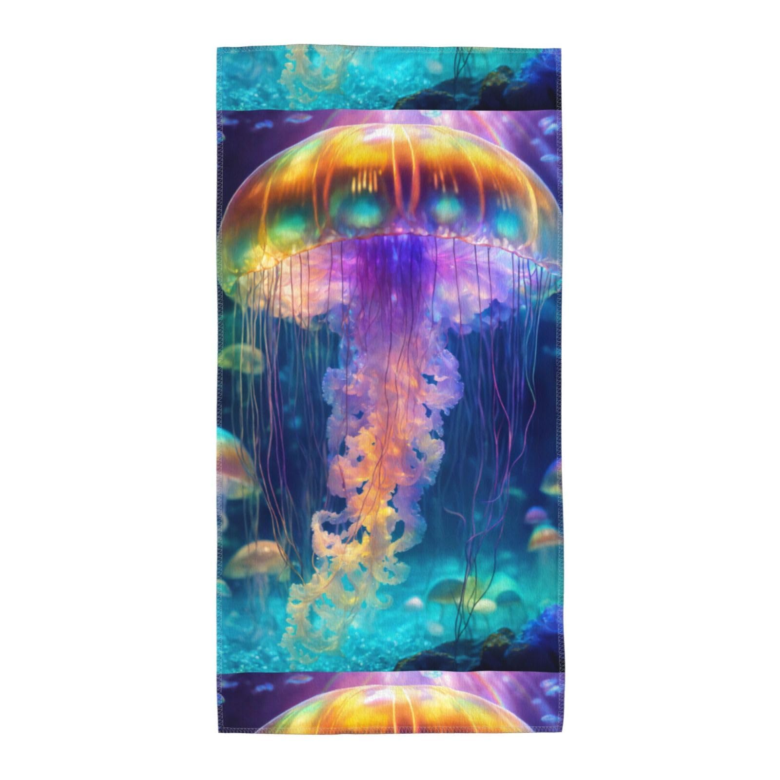 Cbaaghh Jellyfish Ocean Print Towel, Towels Thick Face Towels Fast Drying Washcloth For Bath, Spa, Gym