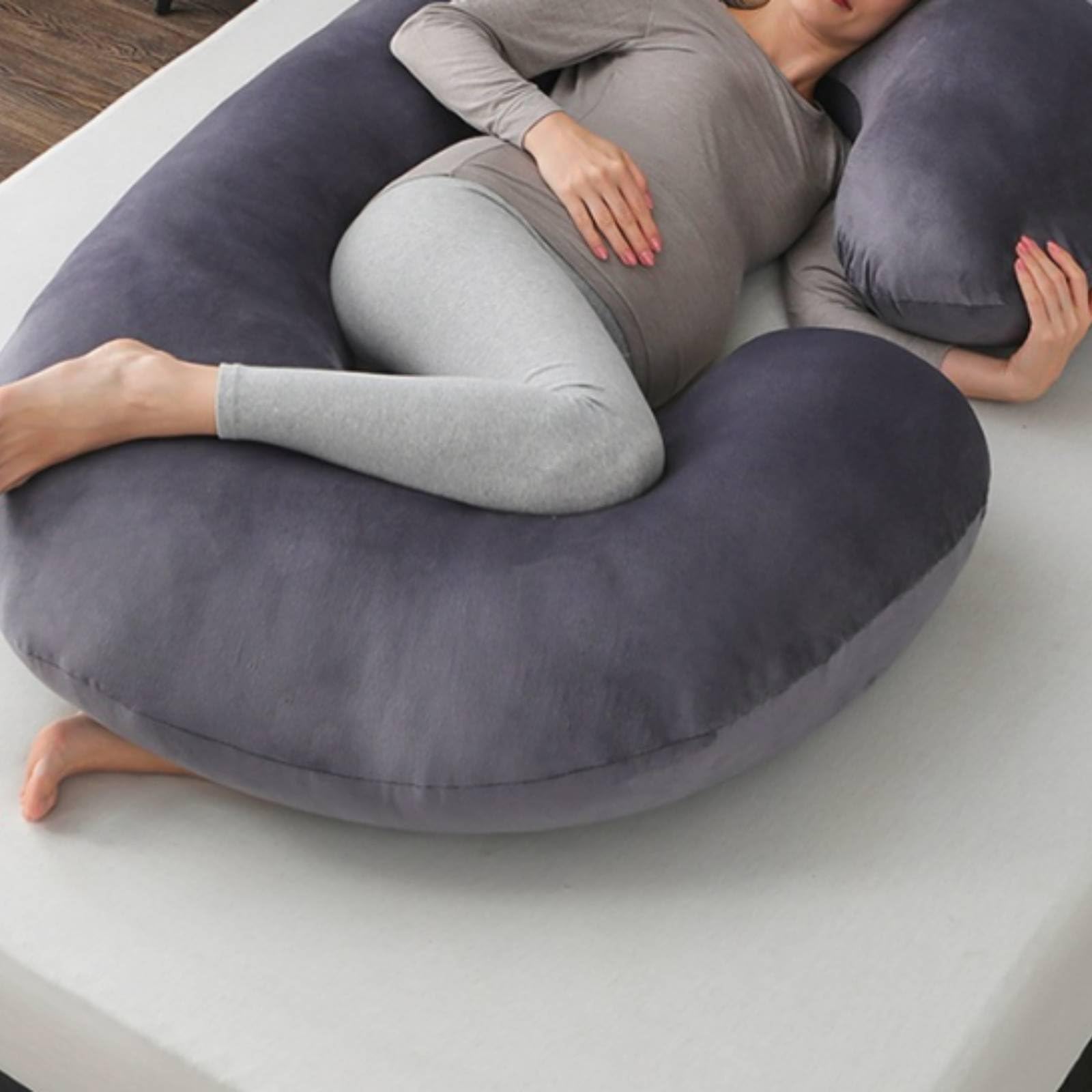 Cuscino Gravidanza U Sagomato Sostegno Ergonomico Multiplo Federa Vellutata Staccabile Riempimento Rinforzato Adatto a Donne Incinte Allattamento Sonno Rilassante, Rosa, 70x140cm