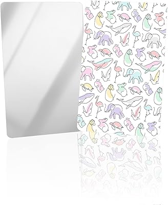 OComster Simple Line Art Animal Painting Compact Mirror Bulk 2 Pack Card Mirror, Bunny Whale Flamingo Elephant Small Compact Mirror for Purse, Rectangular Handheld Pocket Makeup Mirror