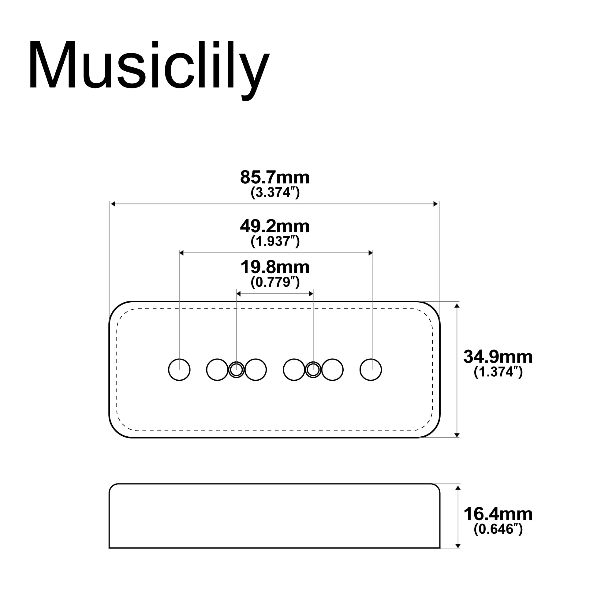 Copri Pickup P90 Per Chitarra Les Paul | Plastica Nera Lucida | Set Di 2 Pezzi | Compatibile Con Modelli USA Standard - Foto 9