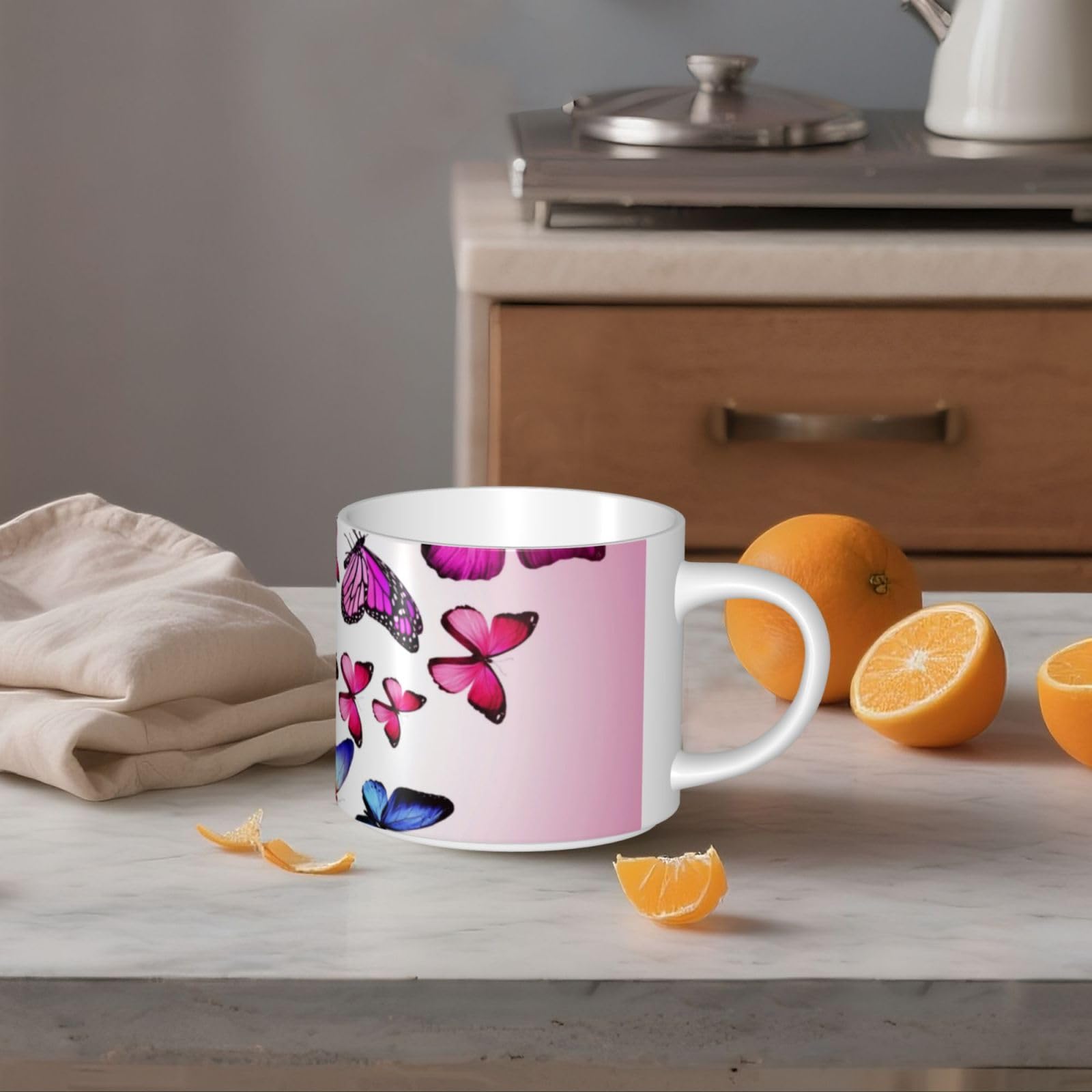 Kolorowe kubki ceramiczne z nadrukiem motyla o dużej pojemności filiżanka do kawy