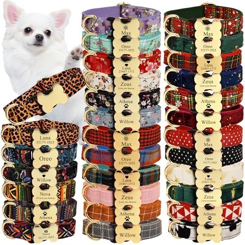 Personalized Dog Collar Custom Engraved Name Phone Number Plate Collar Christmas Dogs & Cats (Adjustable - Small, Medium, Large) Pet Gifts for Pet Lover, Women Men