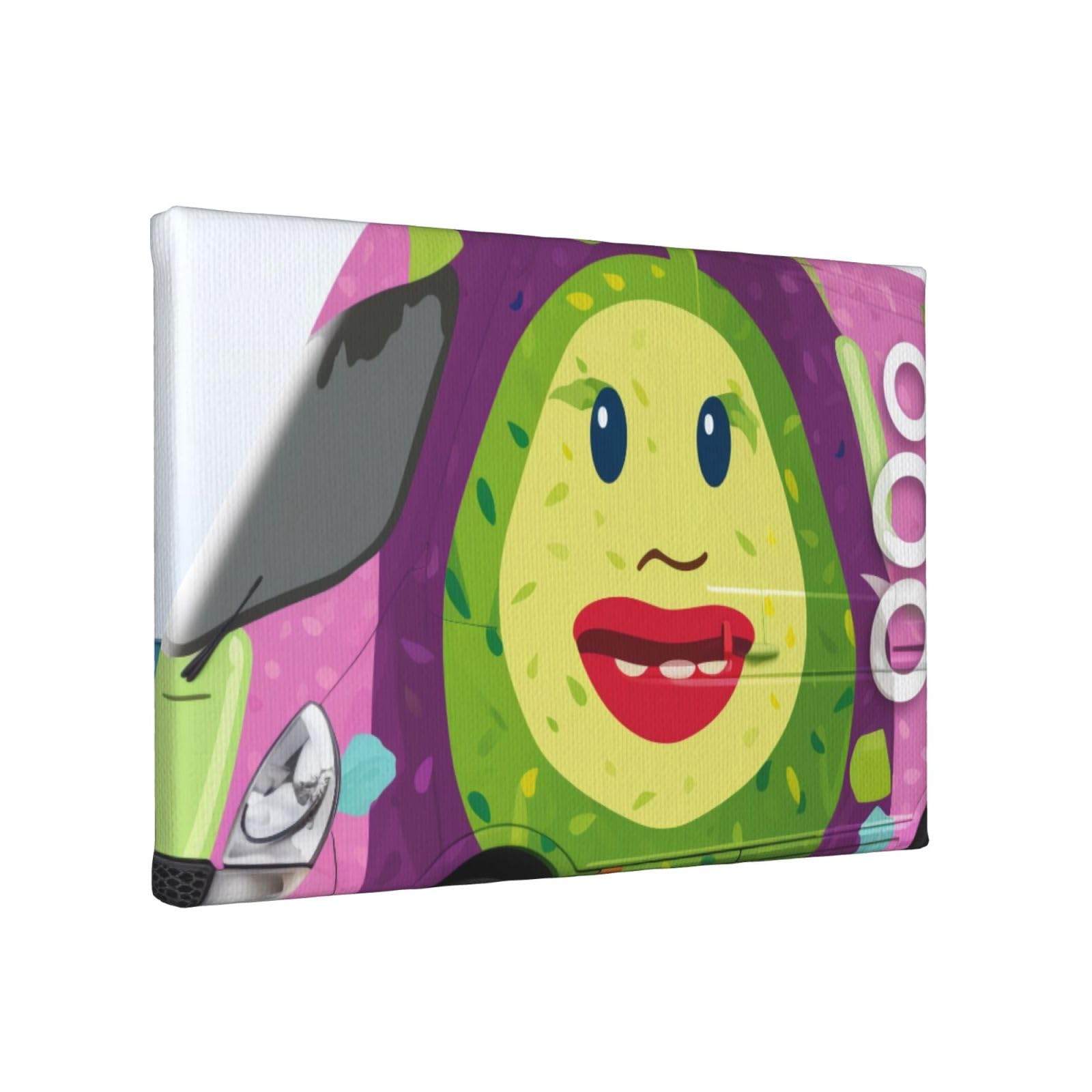 YKLJG Avocado cartoon Printed Wall Art Canvas Painting 30x20 CM Wooden Framed Picture Painting Artwork Prints for Bedroom Kitchen Home Office Decor