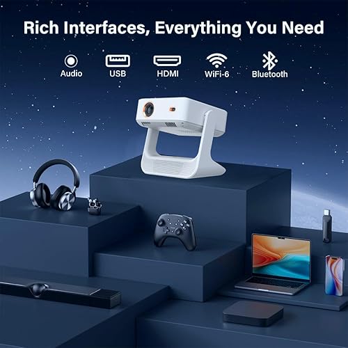 Miniatura 9 de Pantalla táctilenfoque automáticoaplicaciones integradas proyector para exteriores con Wifi6 y Bluetooth, sistema operativo y altavoces de TV