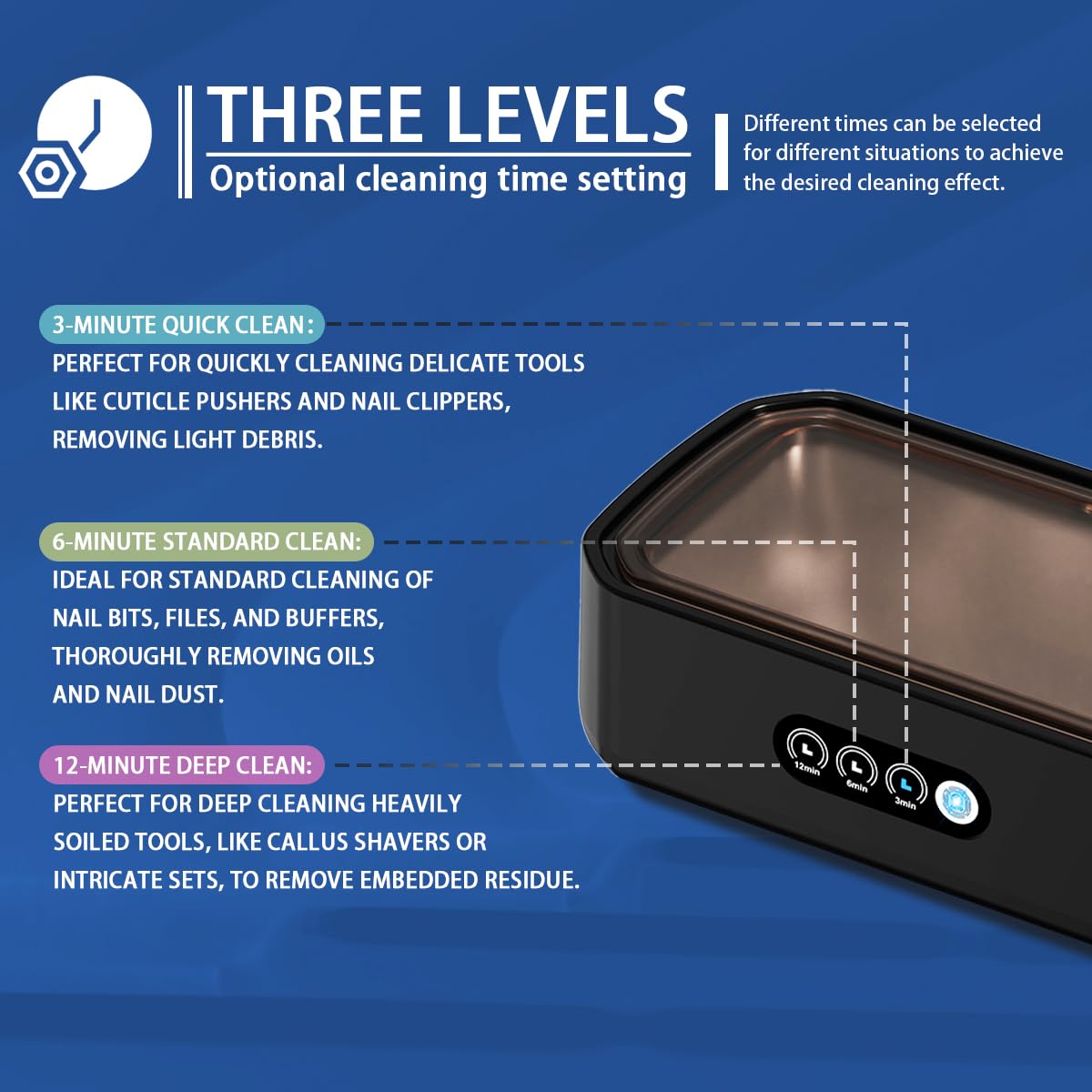 Pinkiou Limpiador ultrasónico de joyas de 49 kHz con 3 modos de temporizador, limpiador de joyas ultrasónico para gafas, anillos, maquillaje, tanque de agua de acero inoxidable 304, 650 ml