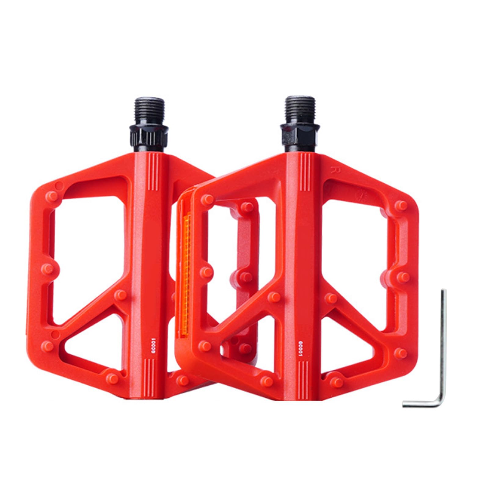 MechKit Universal Bike Pedals Dual DU Bearing Nylon Anti Slip Lightweight Pedaling Board Wide Platform for Mountain Bike Road Bike (Red)