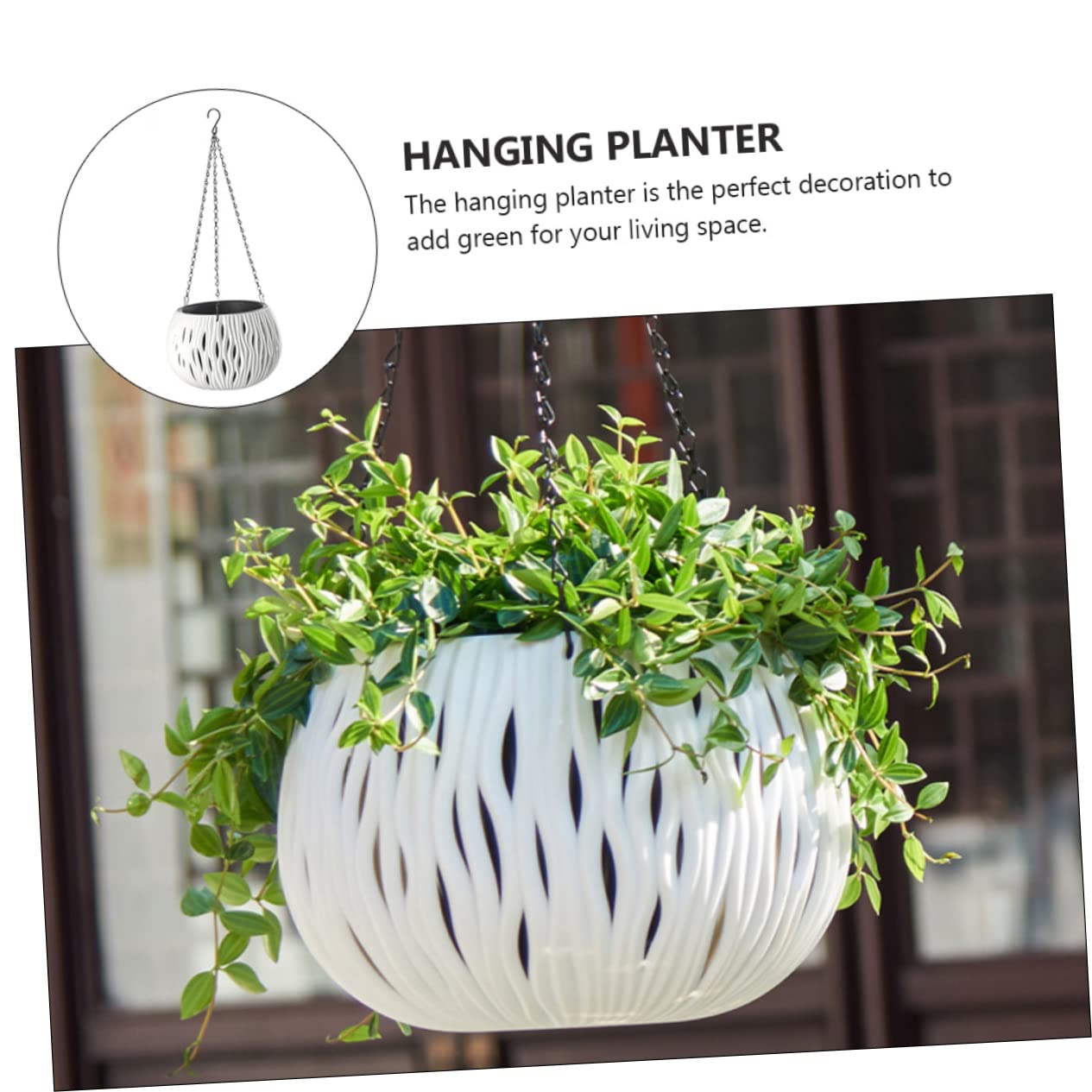 Happyyami Hängender Blumentopf aus Kunststoff mit Ketten Weißer Pflanzkorb im Korbdesign für Innen und Garten für Sukkulenten und Kakteen Geeignet