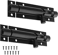 Bivethoi 2-Pack 3 Inch Heavy Duty Barrel Bolt Latch - Black Aluminum Slide Lock for Gates, Garage Doors, Warehouses (1.3mm Thick)
