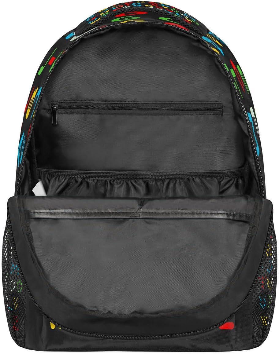 Education Alphabet School Bag Backpack College Bookbag, Rainbow Letter Laptop Backpacks Computer Bag Travel Hiking Camping Daypack for Women Girls Men Boys Students