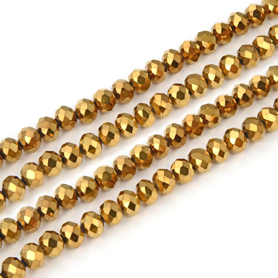 1000pcs Czech Faceted Rondelle Crystal Glass Beads 4mm Small Tiny Bulk Gold Aurum