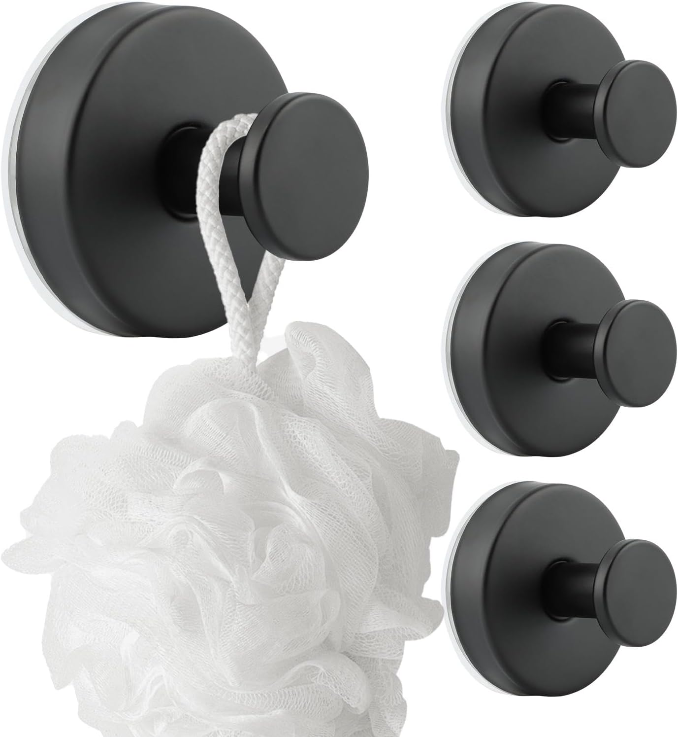 iayokocc 4pcs Suction Cup Hooks for Shower, Towel Hooks for Bathroom, Bathroom Reusable Towel Holder Waterproof Strong Bearing Suction Cup Hook for Glass Door, Mirror, Tile, Towel