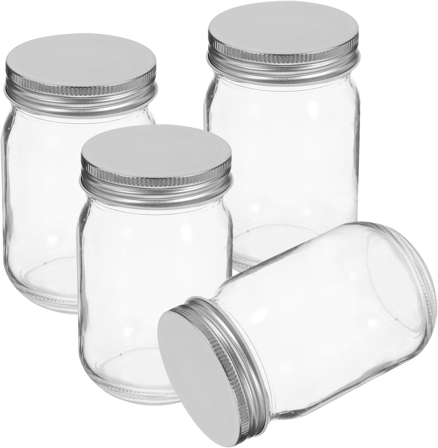 Small Glass Mason Jars with Lids 380ml Food Storage Containers for Honey Jam Canning Kitchen Pantry 4pcs Reusable Storage Jars