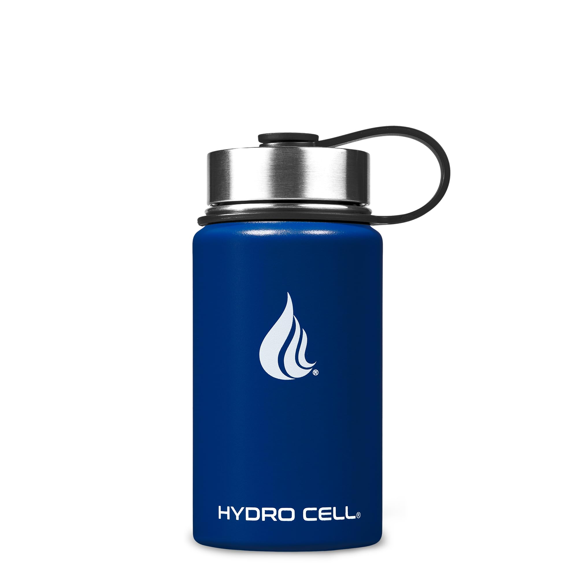 HYDRO CELL Botella De Agua De Acero Inoxidable Con Pajita Y Tapas De Boca Ancha (40 Oz 32 Oz 24 Oz 18 Oz) - Mantiene Los Líquidos Calientes O Fríos (Azul Marino 14 Oz)